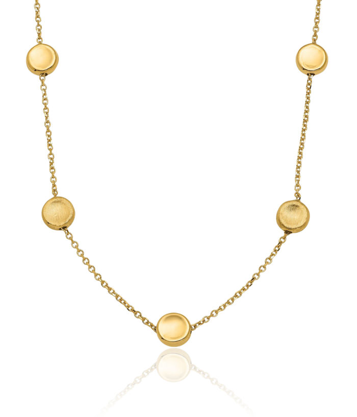 14K Solid Yellow Gold Bead Ball Chain Necklace