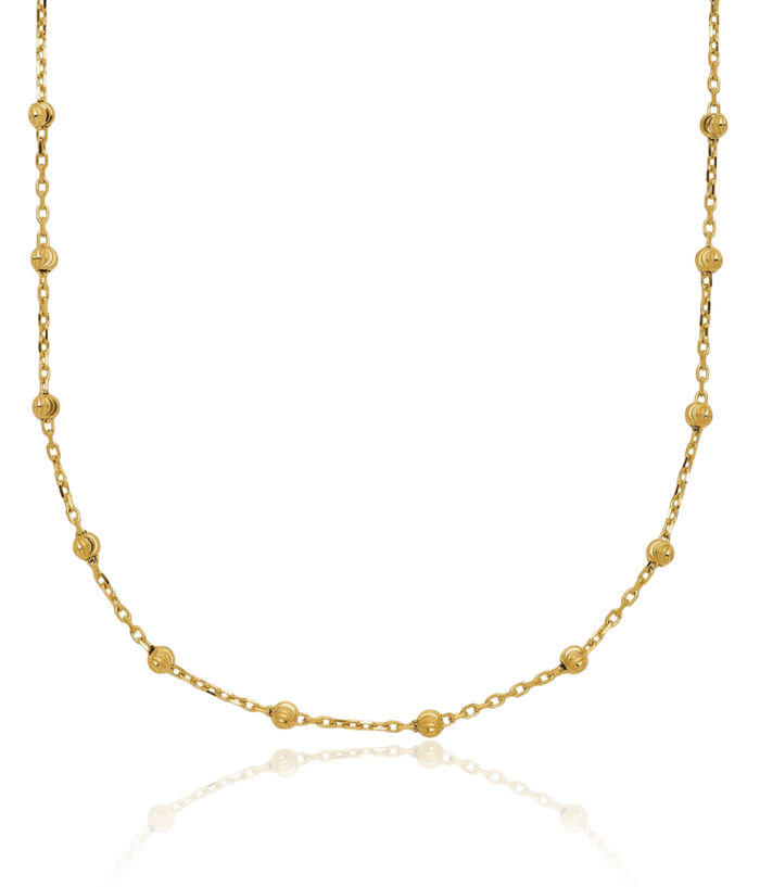 14K Solid Yellow Gold Bead Ball Chain Necklace