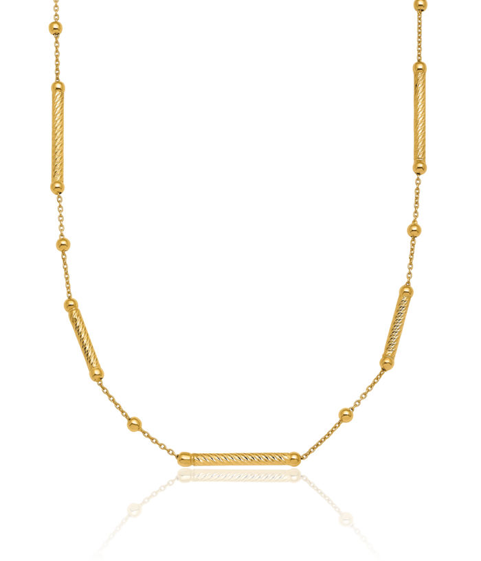 14K Solid Yellow Gold Bead/bar Necklace Chain