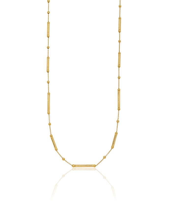 14K Solid Yellow Gold Bead/bar Necklace Chain