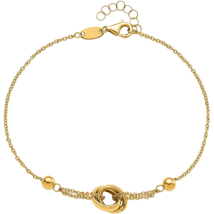 14K Solid Yellow Gold Bead Link Chain Bracelet