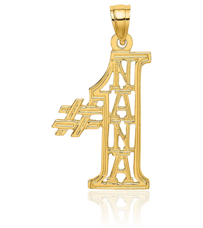 14K Solid Yellow Gold Best Grandma Necklace Nana Charm Grandmother Pendant