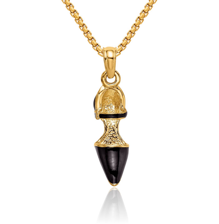 14K Solid Yellow Gold Black Closed Toe Heel Necklace Chain Pendant Charm
