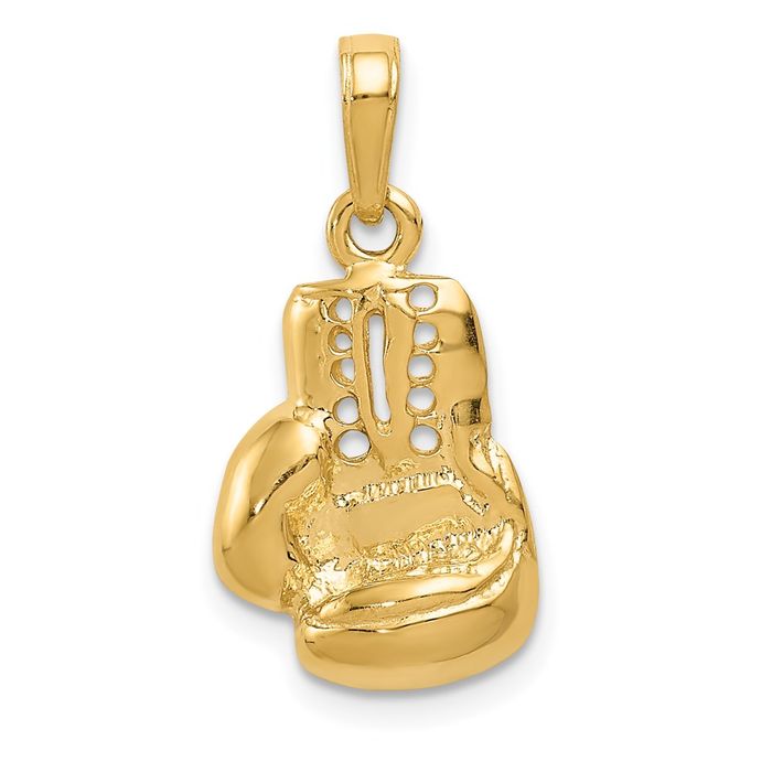 14K Solid Yellow Gold Boxing Glove Necklace Karate Charm Sports Pendant