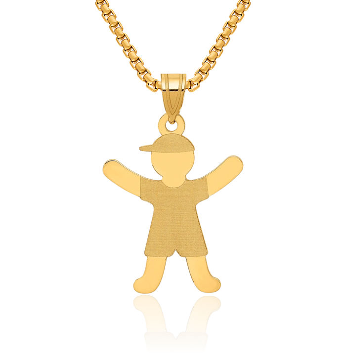 14K Solid Yellow Gold Boy Hat Necklace Chain Pendant Charm