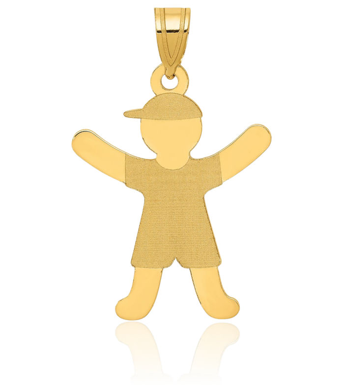 14K Solid Yellow Gold Boy Hat Necklace Chain Pendant Charm