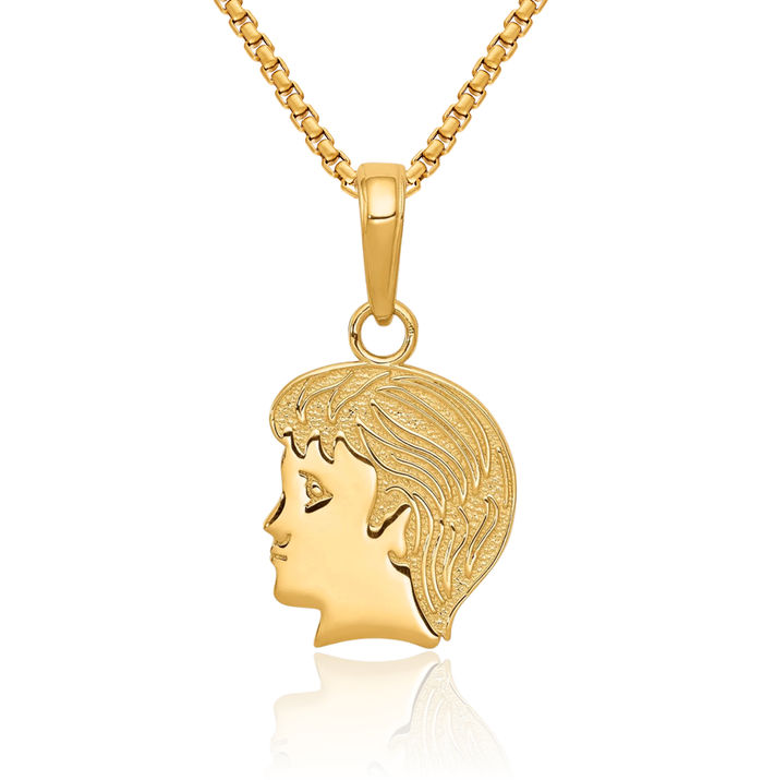 14K Solid Yellow Gold Boy Necklace Chain Pendant Charm