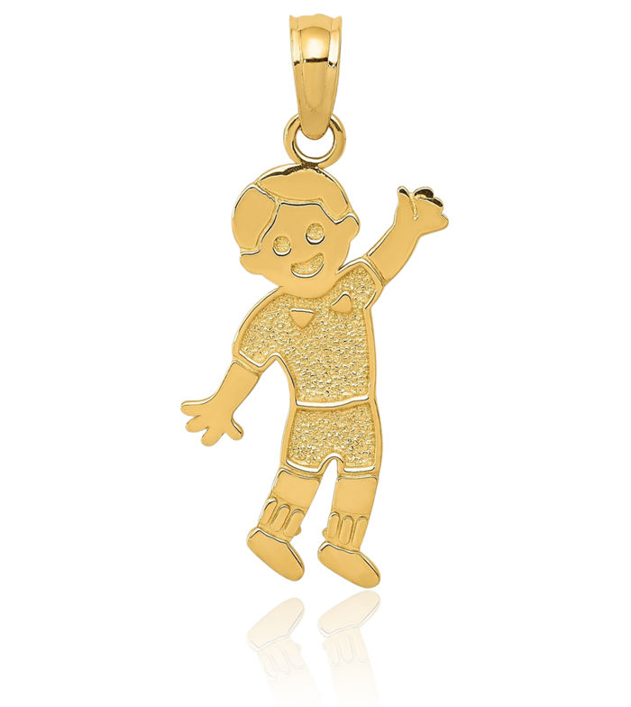 14K Solid Yellow Gold Boy Necklace Chain Pendant Charm