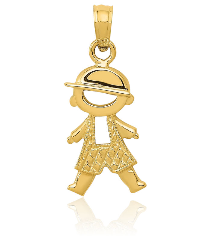 14K Solid Yellow Gold Boy Necklace Chain Pendant Charm