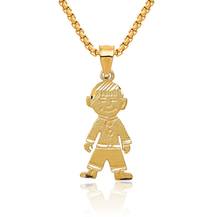 14K Solid Yellow Gold Boy Necklace Chain Pendant Charm