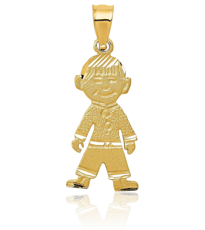 14K Solid Yellow Gold Boy Necklace Chain Pendant Charm