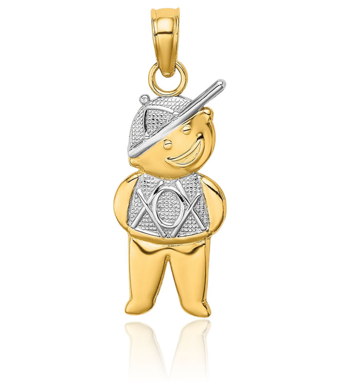 14K Solid Yellow Gold Boy Necklace Chain Pendant Charm