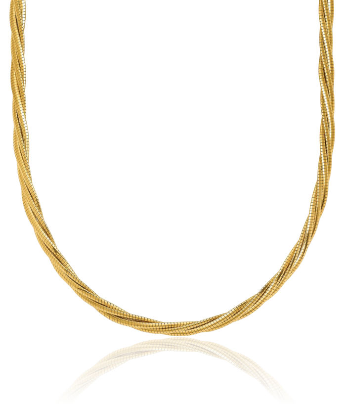 14K Solid Yellow Gold Braided Neck Collar Neckwire Chain Cuff Choker Necklace