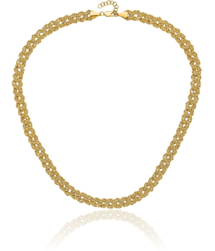 14K Solid Yellow Gold Braided Rope Chain Twisted Link Necklace