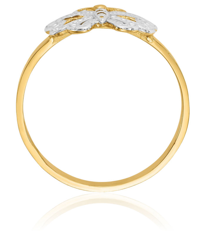 14K Solid Yellow Gold Butterfly Wings Statement Ring