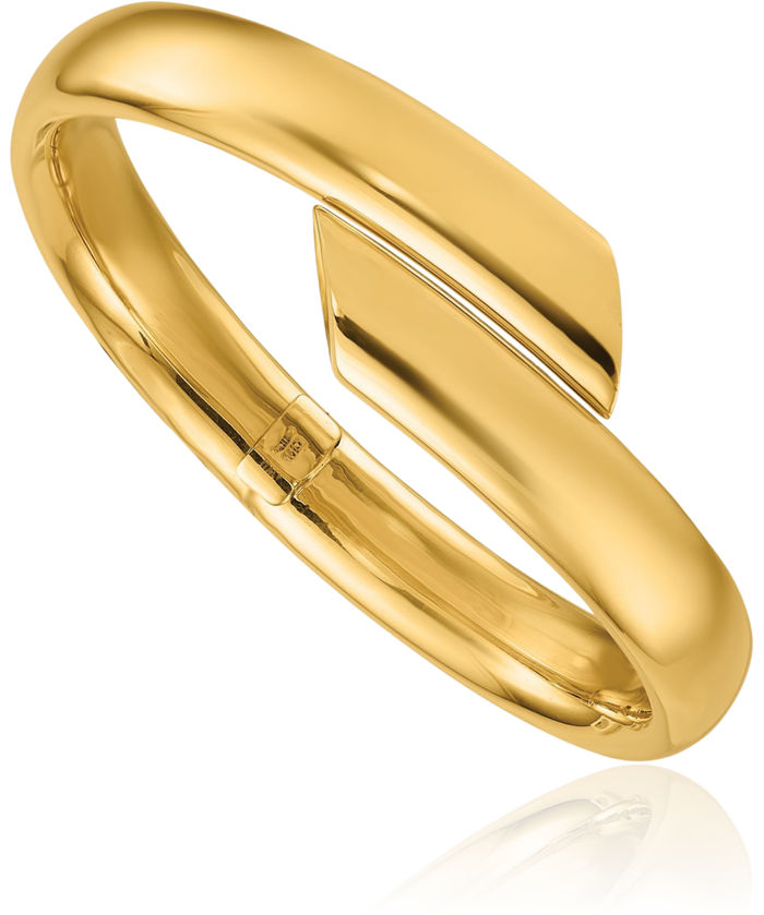 14K Solid Yellow Gold Bypass Bangle Bracelet