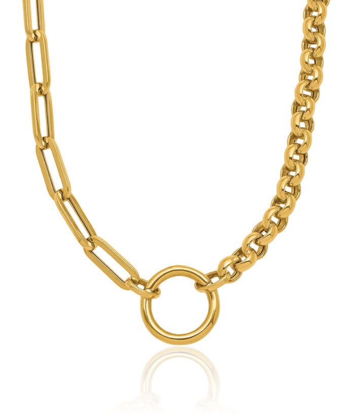 14K Solid Yellow Gold Cable Link Paperclip Lariat Chain Necklace