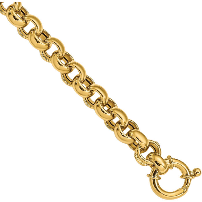 14K Solid Yellow Gold Cable Rolo Link Chain Bracelet