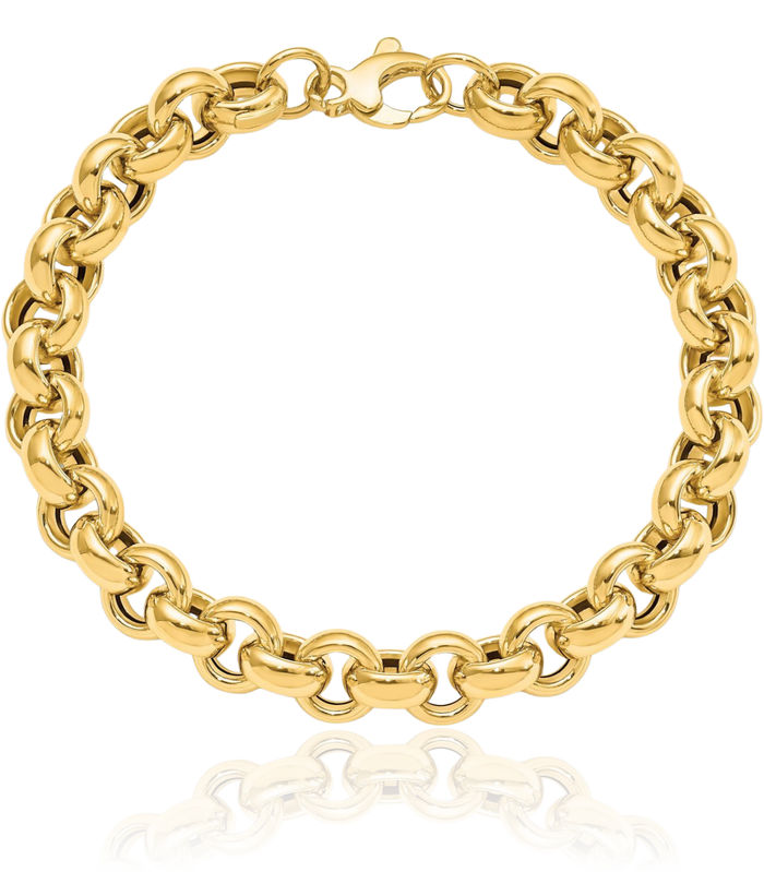 14K Solid Yellow Gold Cable Rolo Link Chain Bracelet