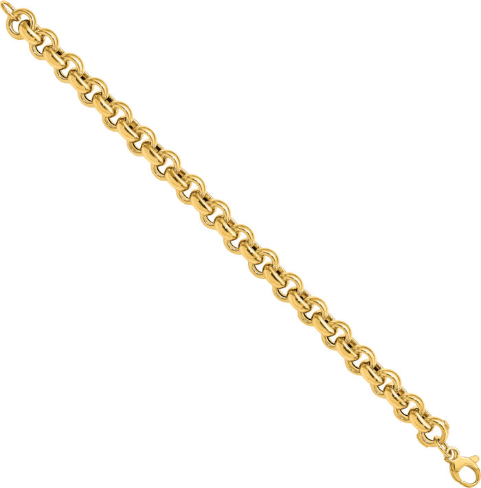 14K Solid Yellow Gold Cable Rolo Link Chain Bracelet