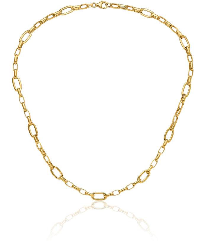 14K Solid Yellow Gold Cable Rolo Link Chain Necklace