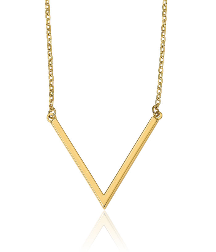 14K Solid Yellow Gold Chain Bar Necklace