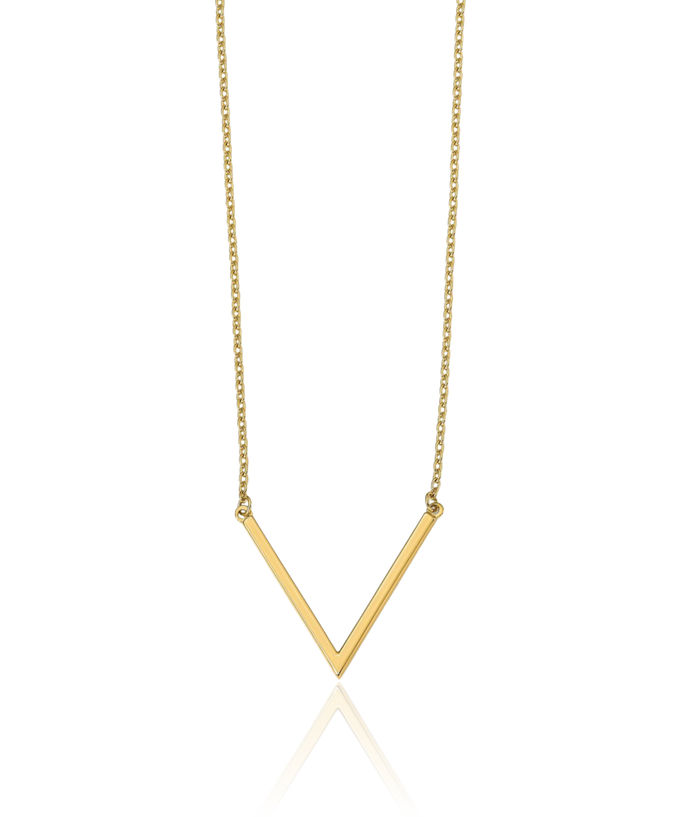 14K Solid Yellow Gold Chain Bar Necklace