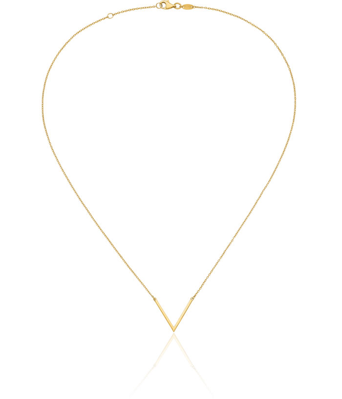 14K Solid Yellow Gold Chain Bar Necklace