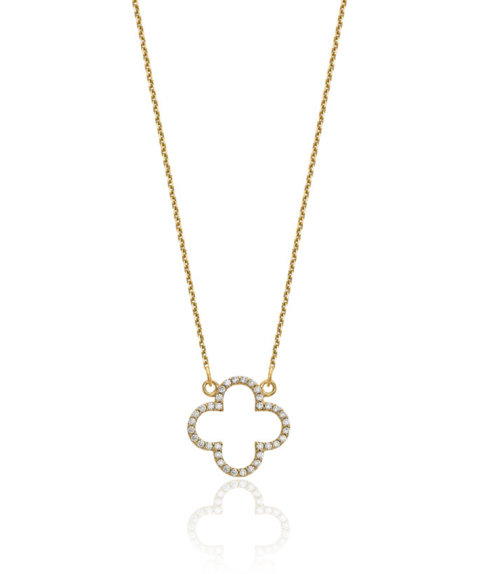 14K Solid Yellow Gold Chain Geometric Necklace Diamond