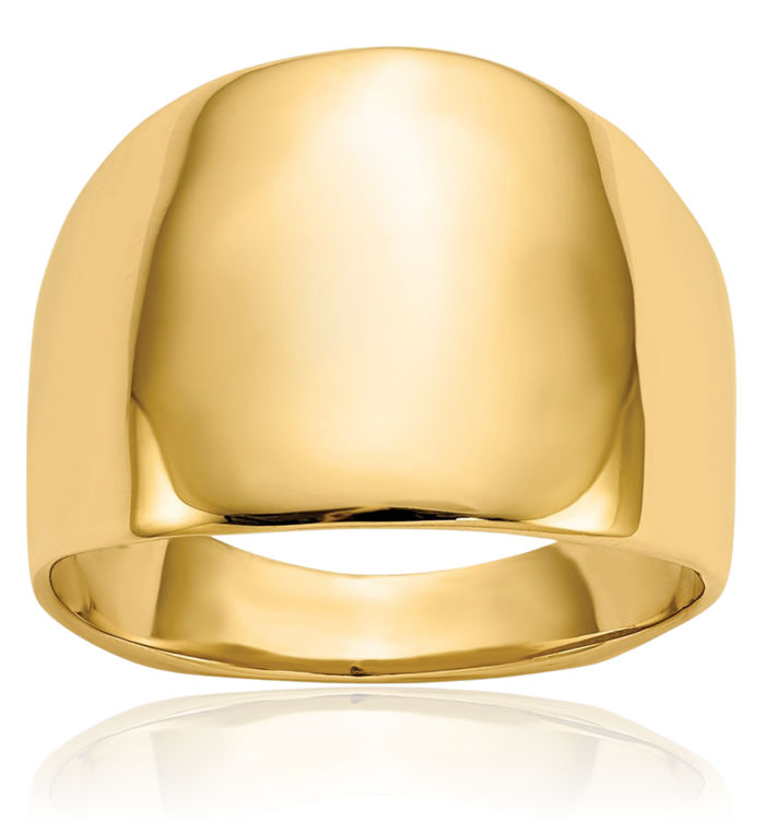 14K Solid Yellow Gold Chunky Dome Statement Ring