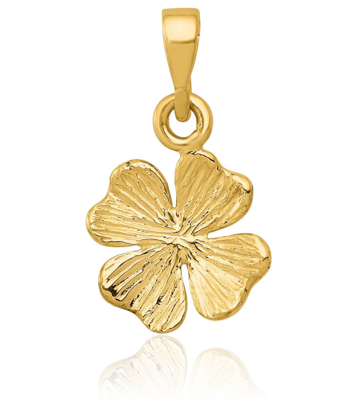 14K Solid Yellow Gold 4 Leaf Lucky Clover Shamrock Flower Necklace Heart Irish Claddagh Celtic Charm Pendant Jewelry