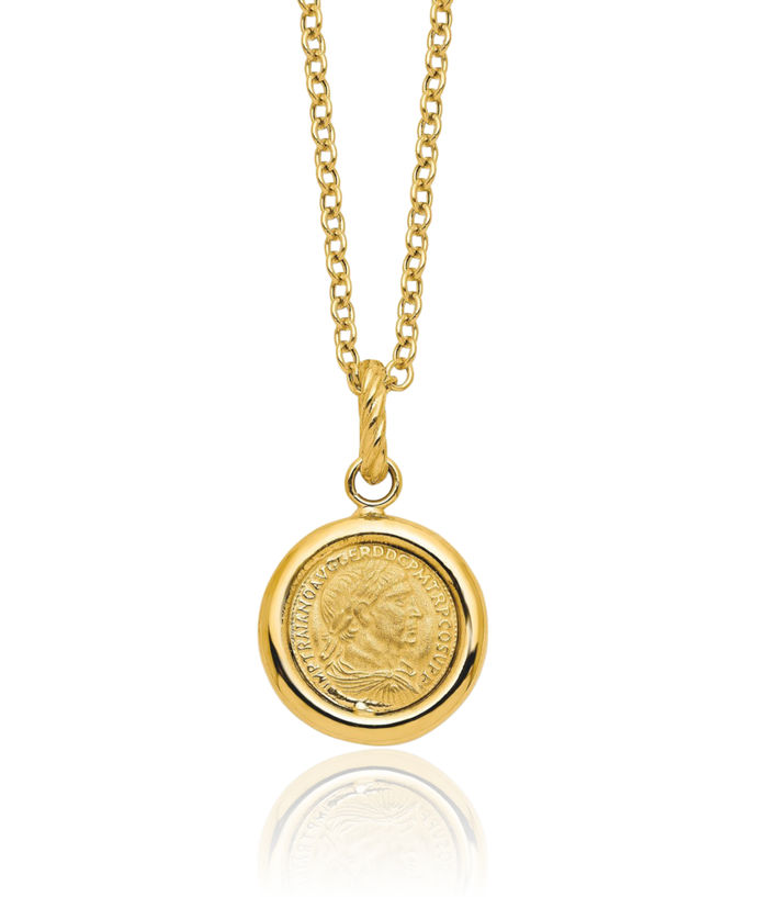 14K Solid Yellow Gold Coin Chain Necklace