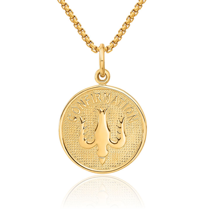 14K Solid Yellow Gold Confirmation Dove Symbol Peace Love Holy Spirit Bird Medal Necklace Religious Chain Pendant Christian Charm