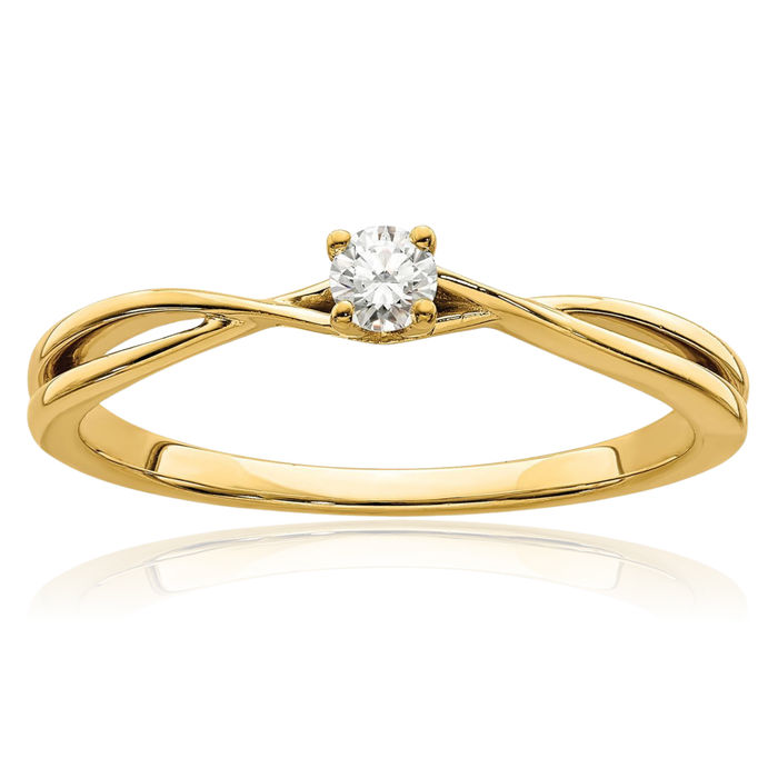 14K Solid Yellow Gold Crisscross Round Diamond Promise Engagement Woven Band Twisted Statement Ring