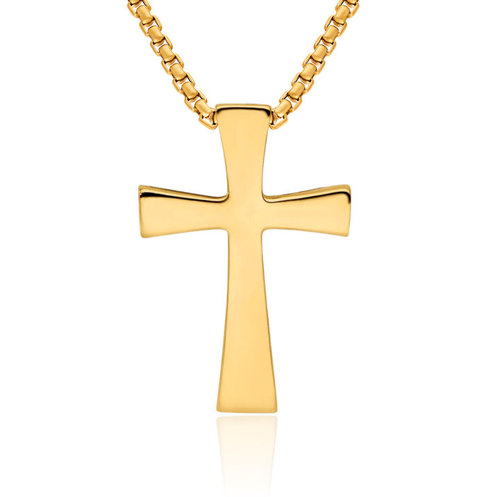 14K Solid Yellow Gold Latin Mexican Holy Cross Floating Chain Slide Pendant Necklace Religious Jesus Christ Charm