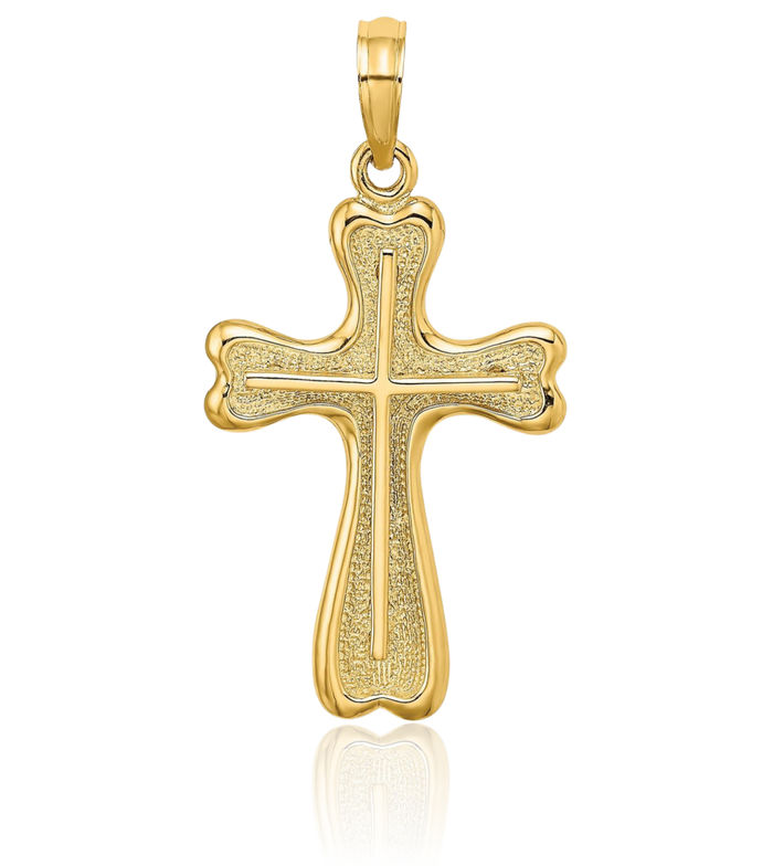 14K Solid Yellow Gold Holy Cross Heart Necklace Religious Chain Pendant Jesus Christ Charm