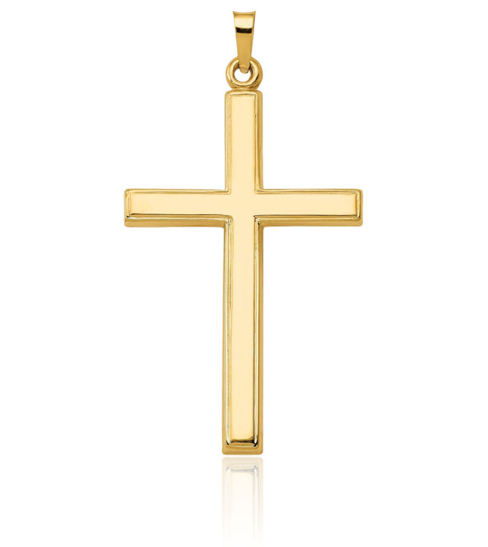 14K Solid Yellow Gold Latin Mexican Holy Cross Necklace Religious Chain Pendant Jesus Christ Charm