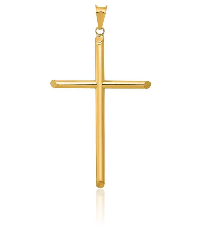 14K Solid Yellow Gold Latin Mexican Holy Cross Necklace Religious Chain Pendant Jesus Christ Charm