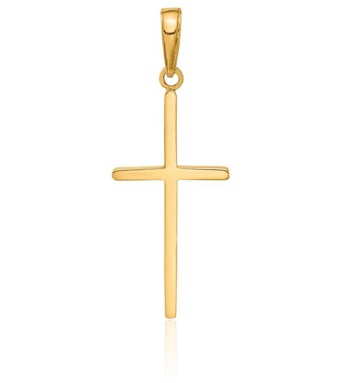 14K Solid Yellow Gold Latin Mexican Holy Cross Necklace Religious Chain Pendant Jesus Christ Charm