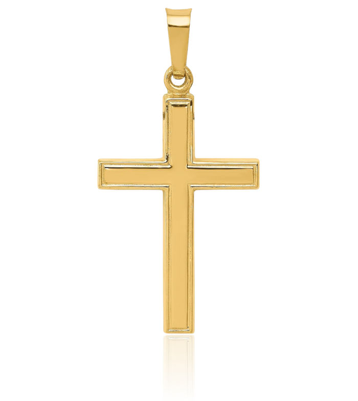 14K Solid Yellow Gold Latin Mexican Holy Cross Necklace Religious Chain Pendant Jesus Christ Charm