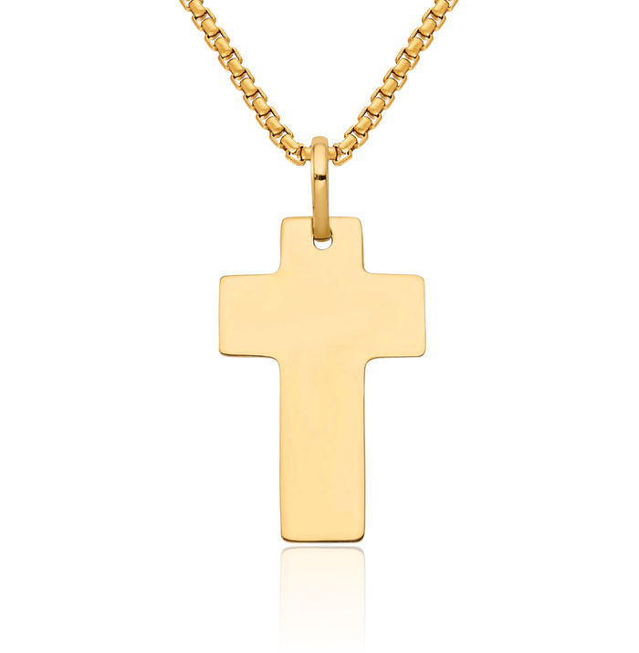 14K Solid Yellow Gold Latin Mexican Holy Cross Necklace Religious Chain Pendant Jesus Christ Charm