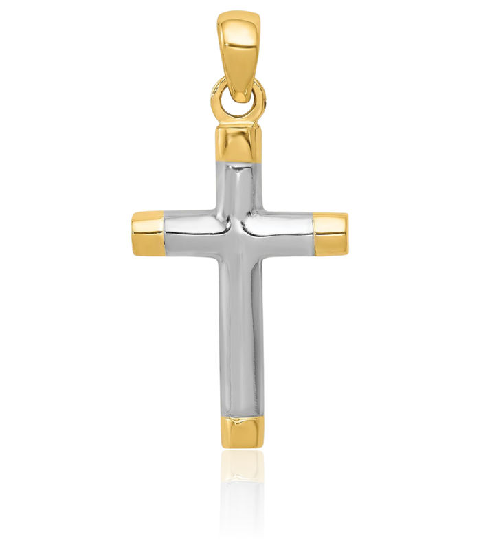 14K Solid Yellow Gold Latin Mexican Holy Cross Necklace Religious Chain Pendant Jesus Christ Charm