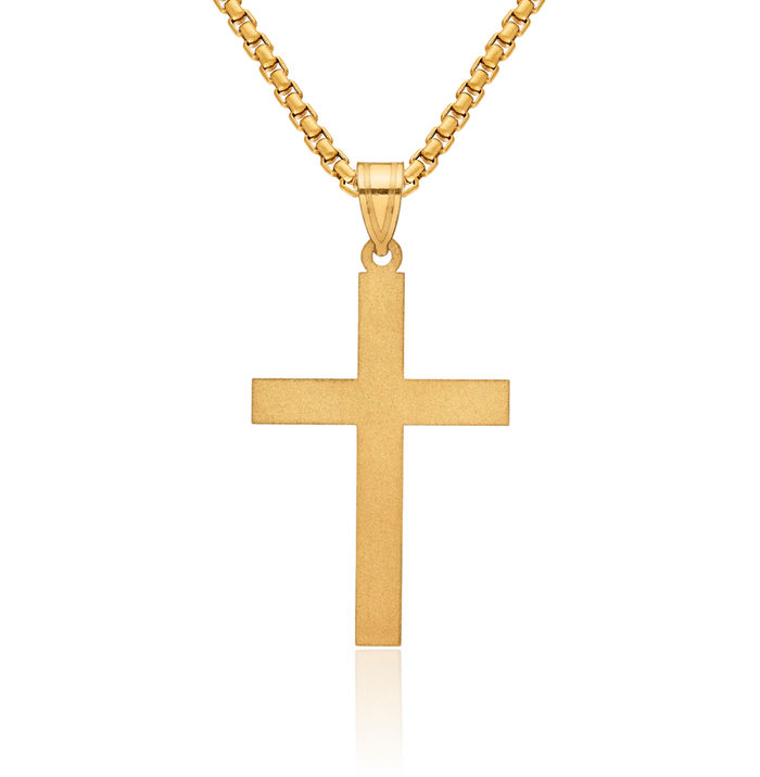 14K Solid Yellow Gold Latin Mexican Holy Cross Necklace Religious Chain Pendant Jesus Christ Charm