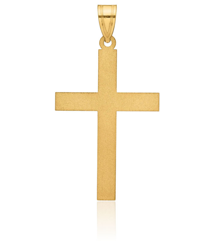 14K Solid Yellow Gold Latin Mexican Holy Cross Necklace Religious Chain Pendant Jesus Christ Charm