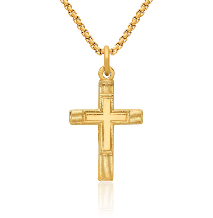 14K Solid Yellow Gold Latin Mexican Holy Cross Necklace Religious Chain Pendant Jesus Christ Charm