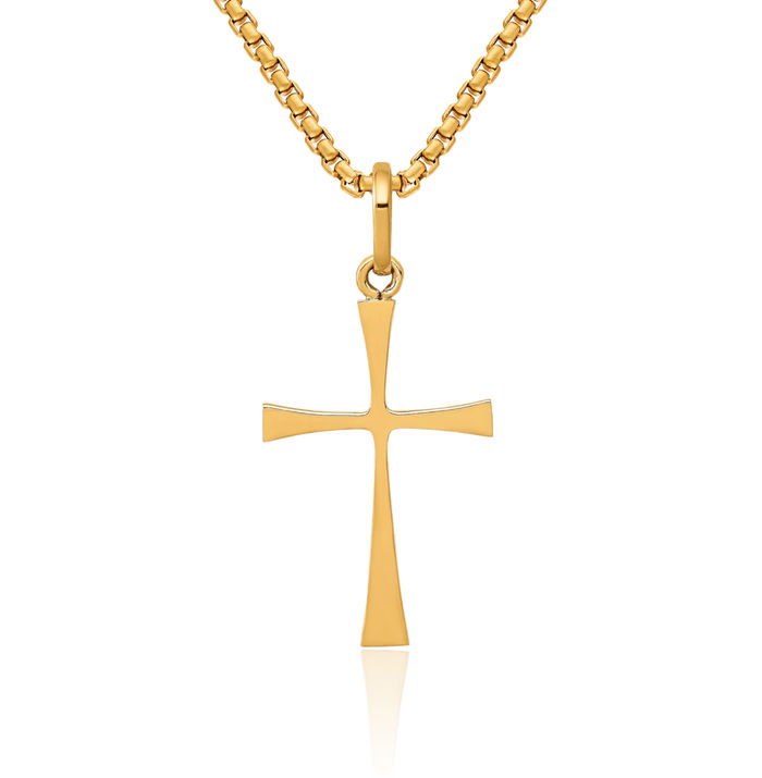 14K Solid Yellow Gold Latin Mexican Holy Cross Necklace Religious Chain Pendant Jesus Christ Charm