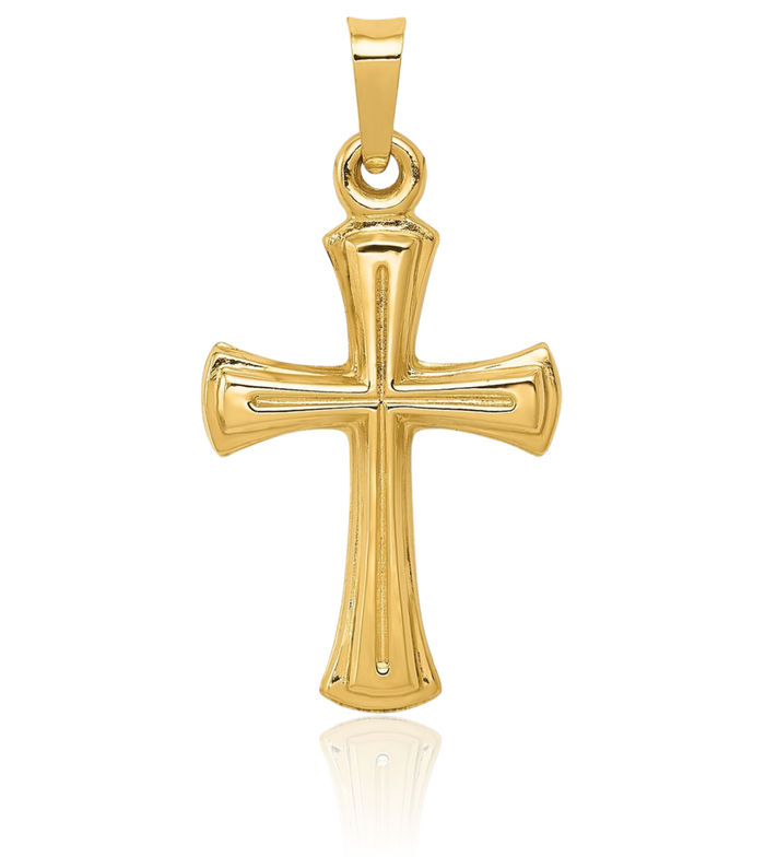 14K Solid Yellow Gold Latin Mexican Holy Cross Necklace Religious Chain Pendant Jesus Christ Charm