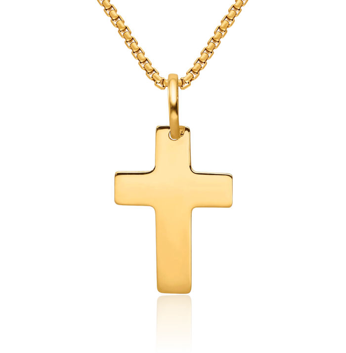 14K Solid Yellow Gold Latin Mexican Holy Cross Necklace Religious Chain Pendant Jesus Christ Charm