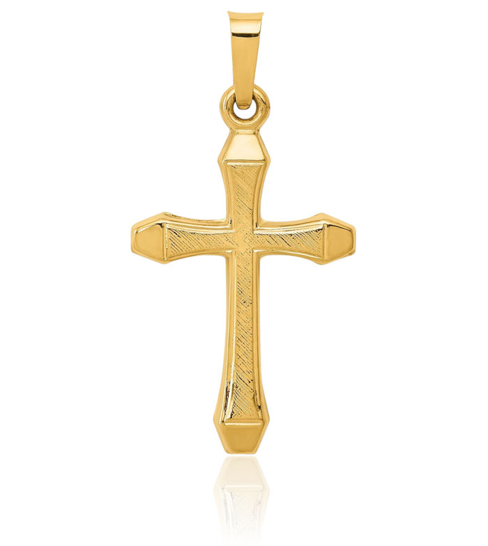 14K Solid Yellow Gold Latin Mexican Holy Cross Necklace Religious Chain Pendant Jesus Christ Christian Charm