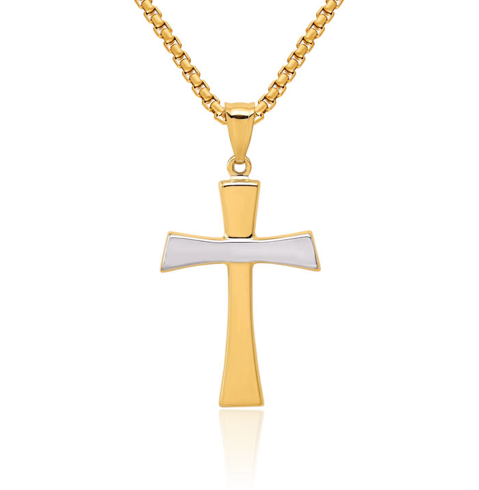 14K Solid Yellow Gold Latin Mexican Holy Cross Necklace Religious Chain Pendant Jesus Christ Charm